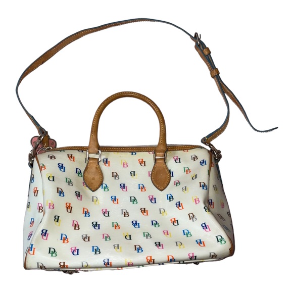 Vtg Dooney & Bourke It Bag Multicolor Satchel Convertible Strap - Picture 3 of 9